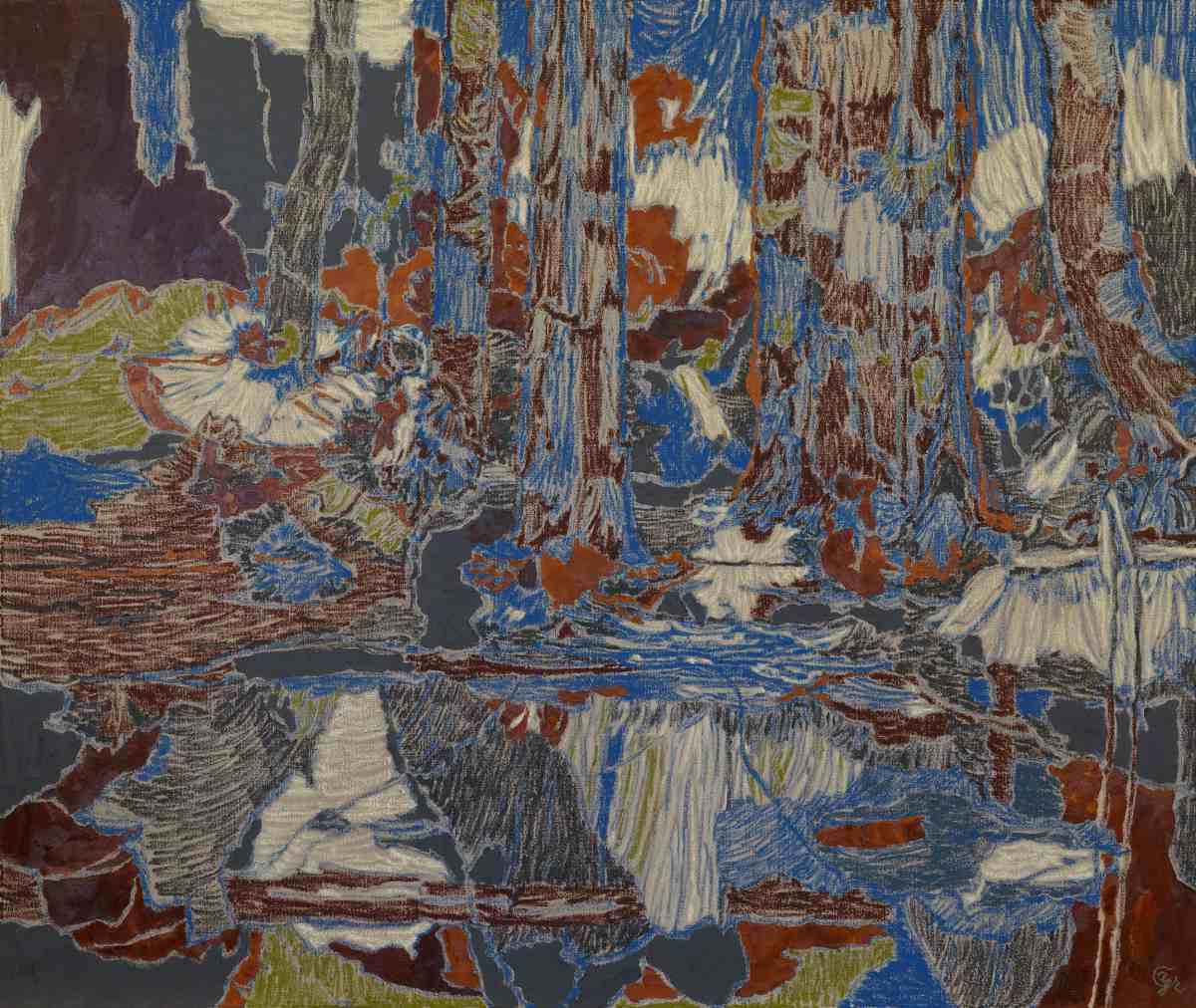 Anne Griffiths, 'A Tale Worth Telling', oil and oil-stick on linen
