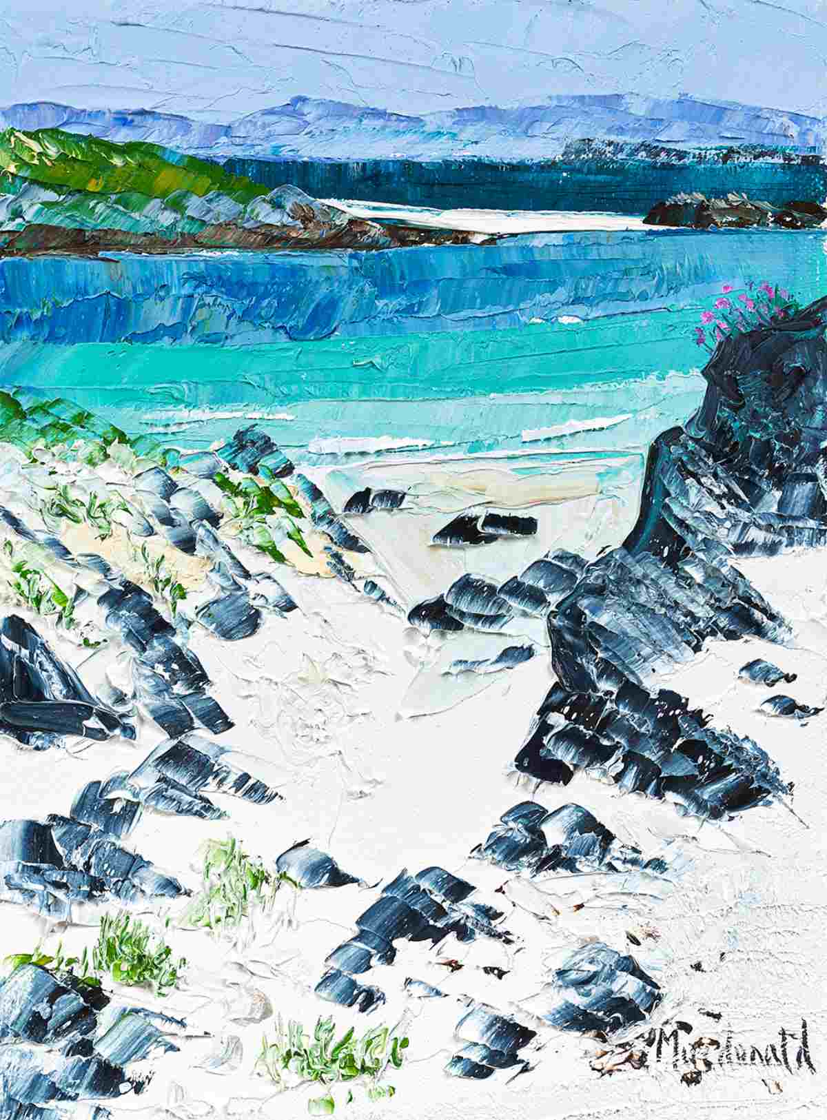 Frances Macdonald, Sandy Pathway Between the Rocks, Iona, oil on canvas
